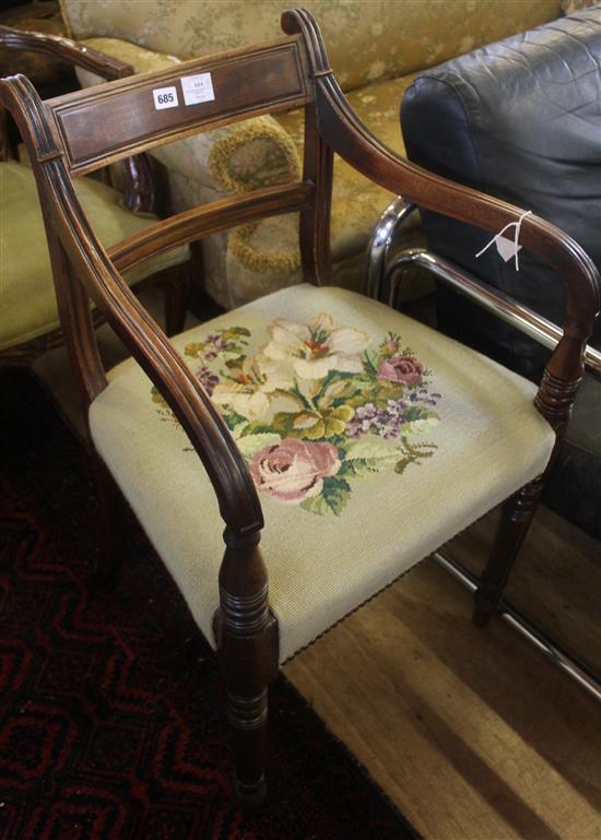 Regency mahogany open armchair(-)